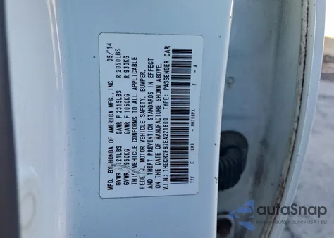 2014 Honda Accord Exl from USA, damaged, VIN 1HGCR2F87EA221609
